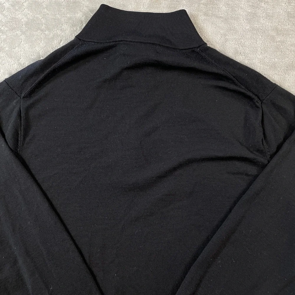 Brooks Brothers Brookstech Quarter Zip Pullover Sweater Men XL Merino Wool Black
